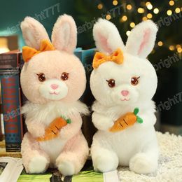 23/35cm Cute Rabbit hugging Carrot Plush Toy Simulation White Bunny Stuffed Animal Dolls Kawaii Gift for Kids Home Decor
