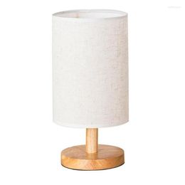 Table Lamps AC 220V Lamp Modern Bedside Wooden Base And Fabric Shade Nightstand For Bedroom China Plug