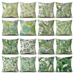 Tropical Plants Pattern Decorative Pillow Case Linen 45x45cm Decoration Cushion Cover Throw Sofa Plant Leaf Printing Pillowcase TH0519