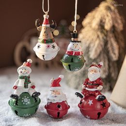 Party Supplies Nordic Small Christmas Bells Decorations Snowman Santa Claus Elk Metal Jingle For Crafts Creative Tree Pendant
