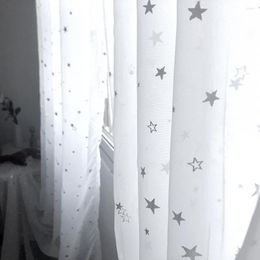 Curtain White Shiny Sliver Star Tulle Window For Living Room Modern Sheer Bedroom Kitchen Drape Blinds Custom