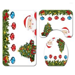 Toilet Seat Covers Marry Christmas Cartoon Three-piece Set 3D Printed Bathroom Pedestal Rug Lid Cover Bath Mat Drop 02