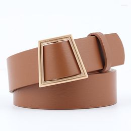 Belts 2022 Designer Hip Hop Women's Gold Buckle Black White Red Brown PU Leather Waist Strap Waistband For Ladies Jeans