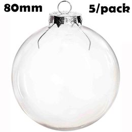 Party Decoration Promotion - 5/Pack DIY Paintable Christmas Ornament 80mm Transparent Glass Sphere Ball
