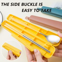 Portable Travel Flatware Set Stainless Steel Tableware Chopsticks Spoons Dinnerware with Carrying Case