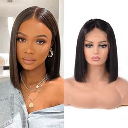 Brazilian Straight Short Bob Frontal Wig 13x4 Transparent Lace Front Human Hair Wigs For Women