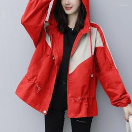 Women's Trench Coats Women Outwear 2022 Female Casual Loose Jackets Tops Slim Thin Coat Jacket Spring Korean Shorts Splice Hooded