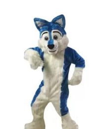Blue Husky Dog Mascot Costume Cartoon Wolf dog Character Clothes Christmas Halloween Party Fancy Dress