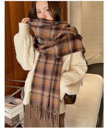 1PCS autumn winter SPRING woman wool spinning scarf ladies shawl Multicolored gingham checks kerchief man 70x180cm scarf female shawl thickened warm fringe neck