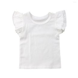 Shirts Born Toddler Baby Girls Boy Flying Sleeves Solid Tops Bodysuit Outfits Kid Clothes 0-4T Fashion Summer Ruffle Tees