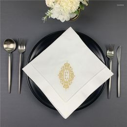 Table Napkin Napkins Monogrammed Dinner White Linen Hemstitch 20"x20"Ladder Embroidered Initial E Tea