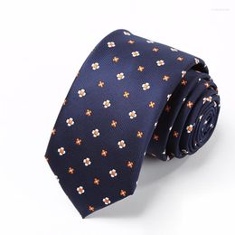 Bow Ties Autumn Fashion Jacquard Suit For Men 6CM Slim Navy Blue Flower Pattern Print Business Neckties Gravata Gift Box