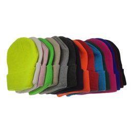 Candy-colored knitted hat Light plate no logo pea hat autumn and winter solid Colour warm hats