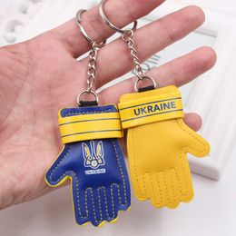 Keychains National Flag Ukraine chain Gift for Boyfriend Mini Goalkeeper Gloves Ring PU Leather Chains Women Men Jewelery G221026