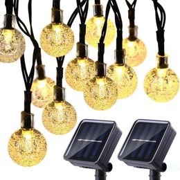 Garden Decorations 50 LEDs 10m Crystal Ball Solar Light Outdoor IP65 Waterproof String Fairy Lamps Garlands Christmas Decoration 221025