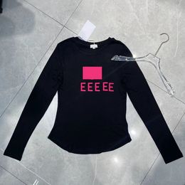 Женская футболка с буквами и принтом с круглым вырезом Футболки с длинным рукавом Черные топы 23ss Дизайнерская новая базовая рубашка Светская мода Сексуальная рубашка