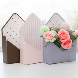 Gift Wrap 5pcs Envelope Fold Flower Paperboard Box Bouquet Rose Arrangement Wedding Floral Packaging