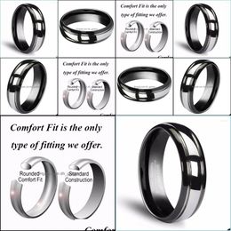 Wedding Rings Wedding Rings Tungsten Carbide Men 6Mm Dome Black Sier Bands With High Polished Finish Couple Jewelrywedding Brit22 Dr Dhkhs