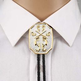 Bow Ties Gouble Gun GOLD Bolo Tie For Man Cowboy Western Cowgirl Leather Rope Zinc Alloy Necktie