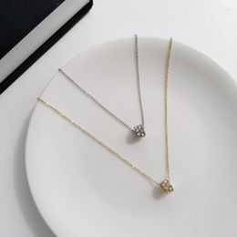 Choker Korean Trendy Female Fashion Rhinestones Circle Pendant Necklace Temperament Simple Women's Clavicle Chain Jewelry Accessories