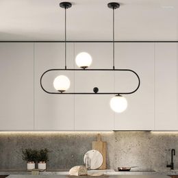 Chandeliers Industrial Style Ring Led Chandelier Art Swing Buckle Design Nordic Glass Globe Restaurant Parlour Kitchen Island Lamp