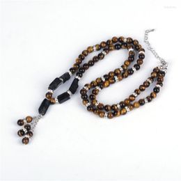 Pendant Necklaces Natural Healing Rough Tourmaline Stone Charm Black Hematite Beads Tiger Eye Chain Rhinestone Necklace For Unisex Women Man