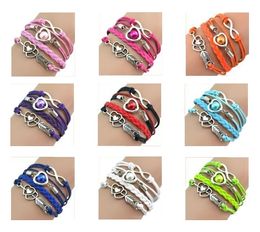 New Infinity Charm Bracelets Heart Cupid Arrow DIY Leather Multilayer Artificial Pearl Bracelet Bangles