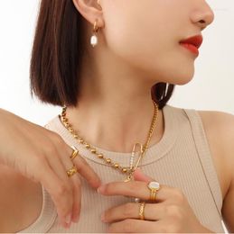 Hoop Earrings MANI E PIEDI 18k Gold Stainless Steel Imitation Pearl Dangle Earring For Women Luxury Quality Jewellery Trend INS Korean