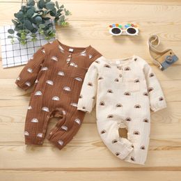 Rompers Autumn Newborn Baby Boys Girls Romper Cotton Sun Printed Long Sleeves Casual Jumpsuit Toddler Clothing Outfits J220922