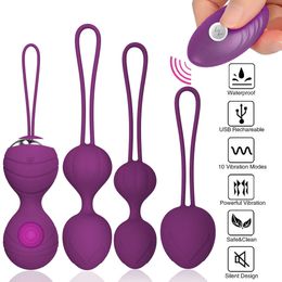 Sex toy Electric massagers toys masager 5pcs Vagina Exercise Kegel Balls Kit Ben Wa 10Speed Vibrator Wireless Remote Control Jumping Eggs Erotic ON4X