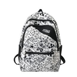 3pcs School Bags Student Nylon Cartoon Prints Large Capacity Solid Backpack Bag Mix Colour