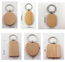 Beech Keychain Party Supplies Spot Blank Solid Wood Keychains Wooden Custom Creative Holiday Gift 1500pcs DAT505
