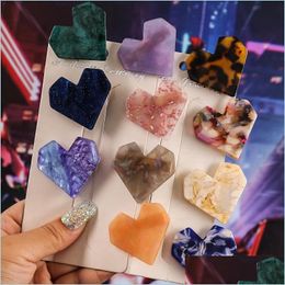 Hair Clips Barrettes Acrylic Heart Shape Hair Clips For Women Girl Hairpins Shiny Lovely Shell Hairgrip Accessories 14 Colours Drop Dhwlv