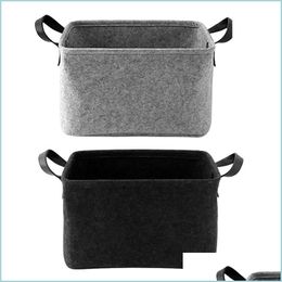 Storage Bags Storage Bags 1Pc Felt Basket Living Room Tea Table Black Grey Sundries Cloth Box Bedroom Socks Storagestorage Drop Deli Dhetg