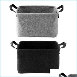 Storage Bags Storage Bags 1Pc Felt Basket Living Room Tea Table Black Gray Sundries Cloth Box Bedroom Socks Storagestorage Drop Deli Dhetg