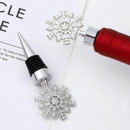 Winter Wedding Party Favours Silver Finished Snowflake Wine Stopper with Simple Package Christmas Decoration Bar Tools Wholesale