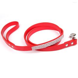 Dog Collars Rhinestone Decor Pet Leash Sturdy Fake Leather Training Rope Walking Accessories