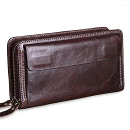 Wallets Men With Phone Bag Vintage Genuine Leather Clutch Wallet Male Purses Large Capacity Long Men's PT1208