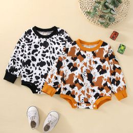 Rompers Baby Newborn Girls Boys Fashion Cow Pattern Print Long Sleeves Jumpsuit Autumn Clothing Outfit J220922