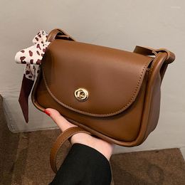 Evening Bags Small Leather Flap Shoulder Pure Colour Retro Crossbody For Women Bow-knot Design Messenger Bag Simple Ladies Handbags