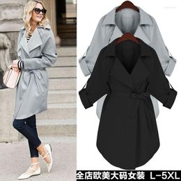 Women's Trench Coats 2022 Spring And Autumn Ladies Fashion Large Size Long Windbreaker Jacket