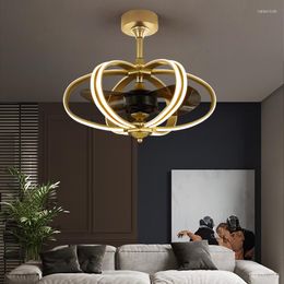 Postmodern AC DC Iron Copper Acryl Decorativ Ceiling Fan With Lights Lights.LED Light.Ceiling Lamp For Foyer