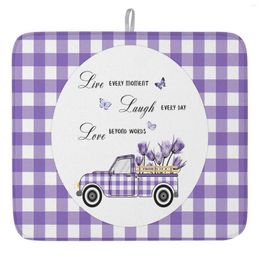 Table Mats Text Butterfly Tulip Truck Dish Drying Mat For Kitchen Counter Sink Quick Drain Fashion Printed Home Placemat