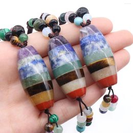 Pendant Necklaces 1PC 7 Chakras Natural Stone Colourful Yoga Energy Charm Long Rope Chain Sweater For Women