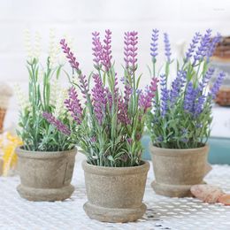 Decorative Flowers Simulation Plant Bonsai Artificial Plants Lavender Small Potted Office Decor Fake Flower Home Decoration Accessories