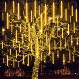 Strings Meteor Shower Light Falling Rain Outdoor Christmas Garland 8Tubes Snow Icicle For Holiday Tree Decor