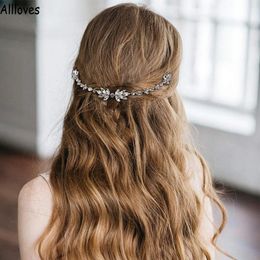 Crystal Headpiece Wired Rhinestones Wedding Hair Comb Chain Hair Accessories Hairband Bridal Headband Women Hairpins Headdress AL9851