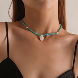 Choker Bohemian Simple Large Size Rice Beads Shell Pendant Necklace For Women Fashion Temperament Jewellery Gifts