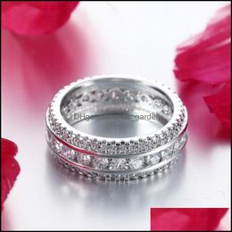 Wedding Rings Wedding Rings Elegant Women Finger Dazzling Round Crystal Zirconia Gift For Lover Luxury Jewelrywedding Brit22 Drop De Dh3Mg