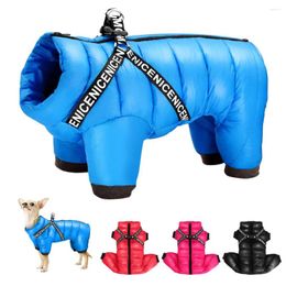 Dog Apparel Warm Clothes With Harness Winter Thick Clothing Jacket Waterproof Pet Coat For Small Medium Dogs Soft Pets Jumpsuit